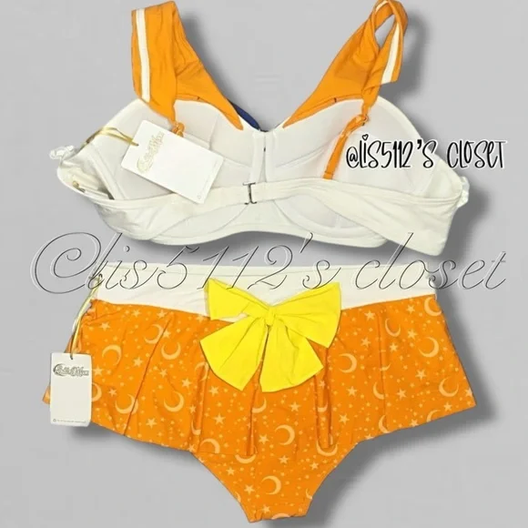Hot Topic Sailor Moon Sailor Venus Cosplay Top & Skirted Bottoms Swimsuit SET 2X - Picture 5 of 16